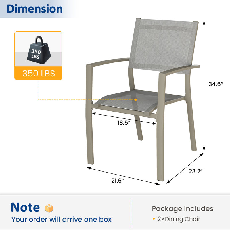 Chaise de salle à manger empilable en aluminium Stemple, Kaki