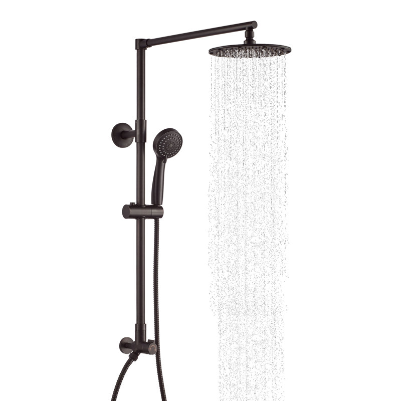 Brushed Nickel Adjustable Height Rain Shower System with Handheld Spray