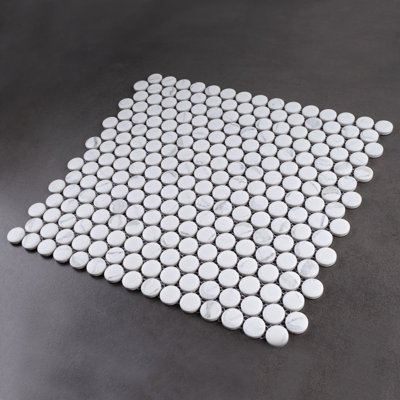 Porcetile 12.41 in. x 11.46 in. Penny Matte Porcelain Mosaic Wall and Floor Tile