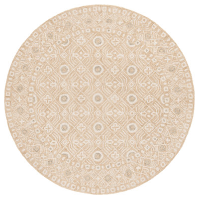 Melindasue Hand Tufted Wool/Cotton Geometric Rug in Gold/Ivory