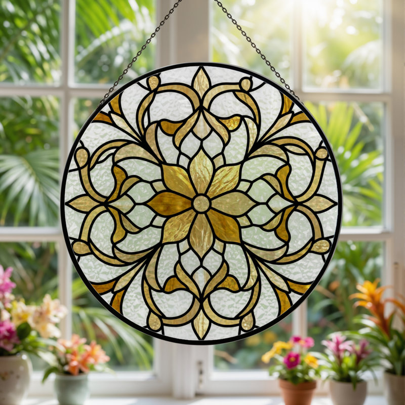 Panneau de vitrail ornement floral 12 "H 12"