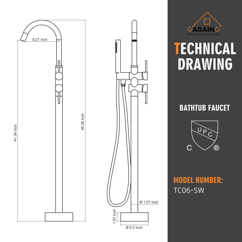 Robinet de baignoire à main double Residentail, Blanc neige