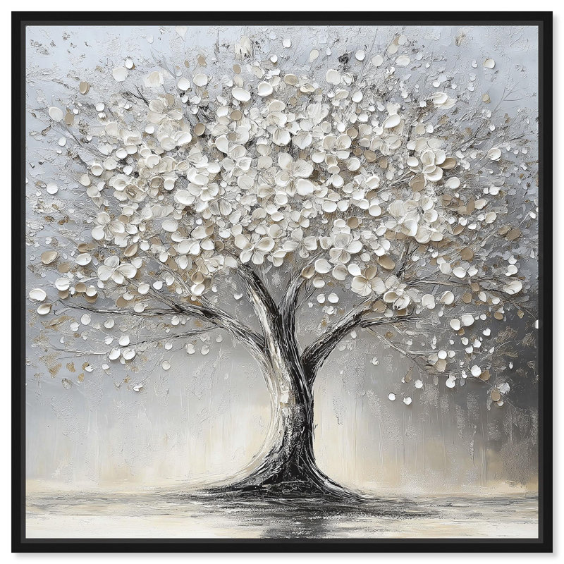 «Pure Leaf Veil», toile classique par Art Remedy, Cadre flottant noir, H 41 po x l 41 po x P 1,8 po