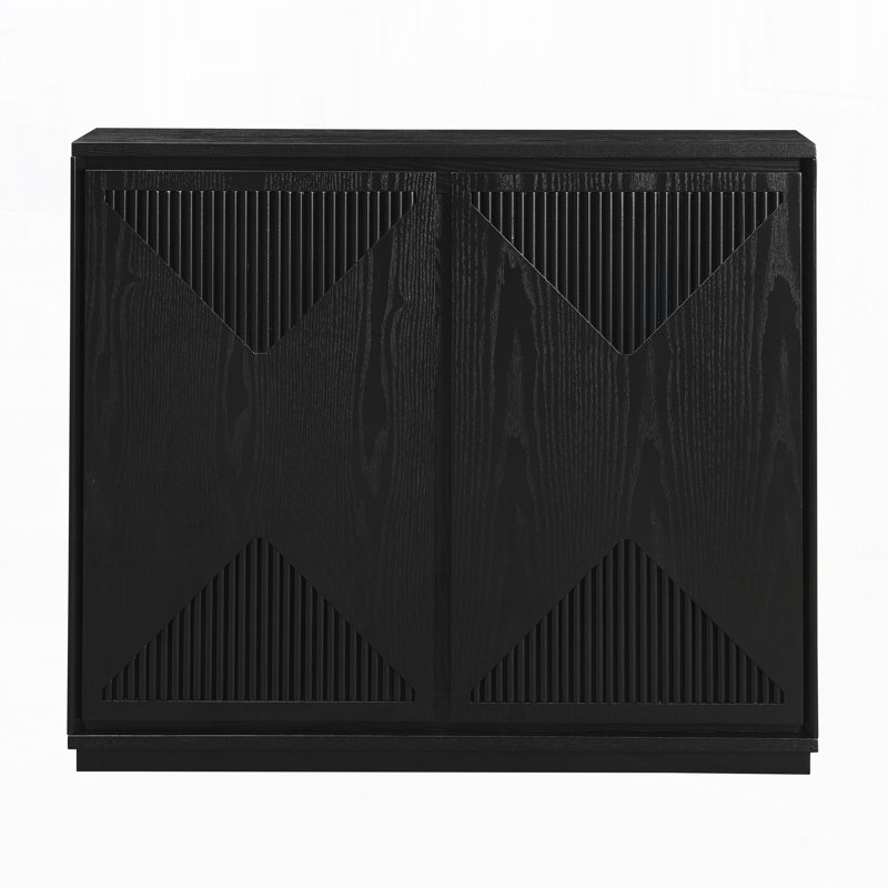 Mid Century Modern Narrow Side Cabinet, Black