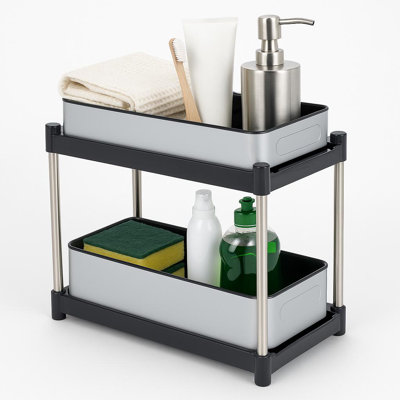 2-Tier Pull Out Cabinet Organizer with Stainless Steel Frame