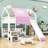 Wooden House-Shaped Loft Bed With Slide And Shelves-1074017776-1074017791