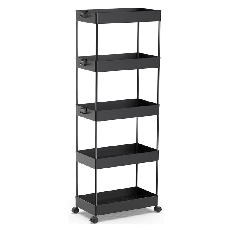 Tier Storage Cart Organizer Rolling Utility Cart, Mobile Shelving Unit Slide Out Storage Shelves For Kitchen Living Room Bathroom Laundry Room & Dressers