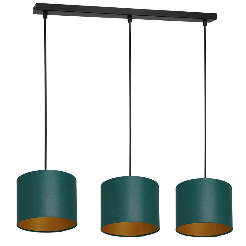 Latwanda 3 - Light Drum Chandelier, Black, Green/Gold