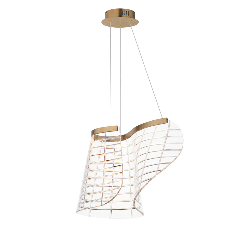 Luminaire suspendu simple tartan, Champagne brossé