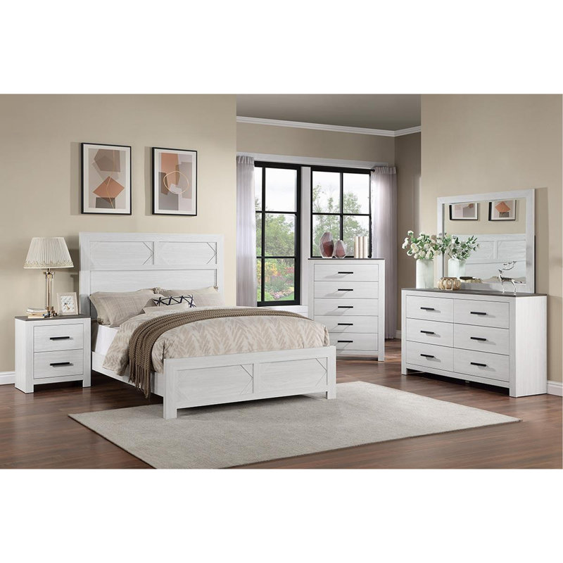 Mobilier de chambre à coucher à poignées élégantes de style moderne à deux tons