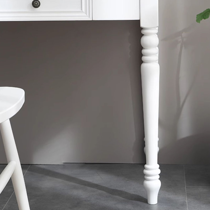 Cylindrical-legged solid wood storage desk