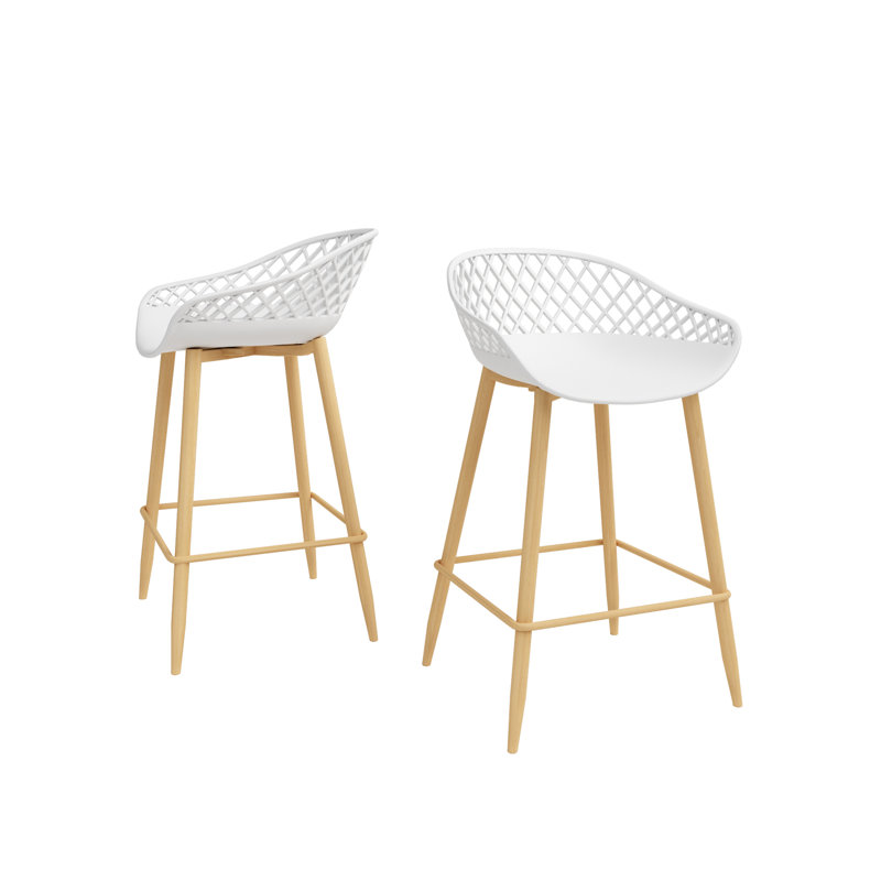 Beitske Counter Height 24" Dining Table and Steel Pedestal Base Indoors plus Counter Stools, White