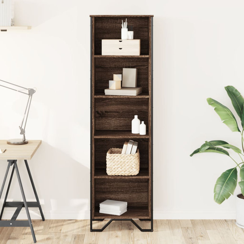 Bibliothèque vidaXL Bois d'ingénierie, métal, (4 tablettes) H 54,1 po x l 31,5 po x P 12,2 po, Chêne brun