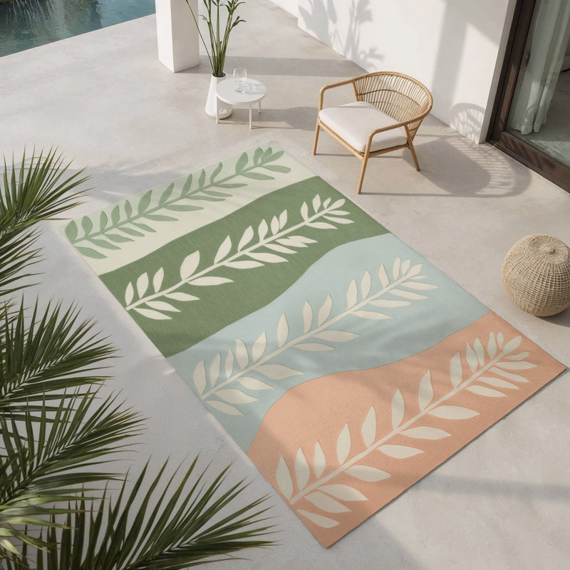 Subtle Fields Indoor And Outdoor Area Rug, Rectangle 1'6" x 2'6"