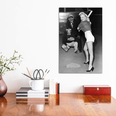 Marilyn Monroe At The Plate In Black Heels by Radio Days - Wrapped Canvas Print