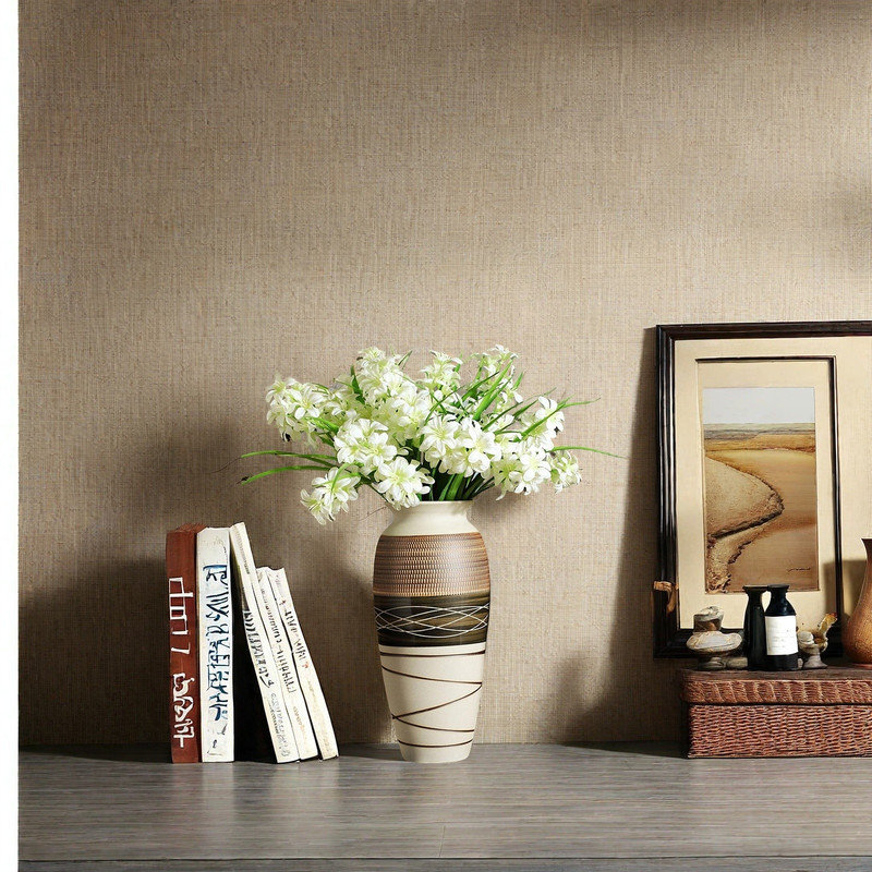 Vase en céramique 12,6 po, Brun jaune