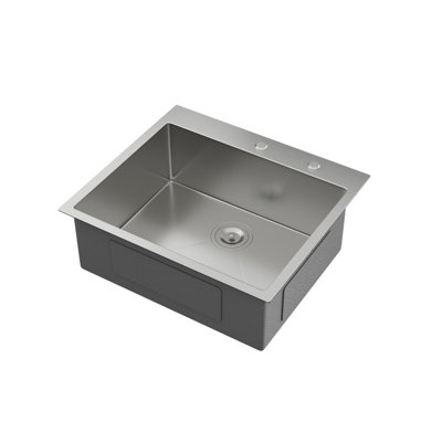 Évier de cuisine encastrable 25 po x 22 po x 9 po à cuve simple en acier inoxydable de calibre 16 25 po avec ensemble de drain