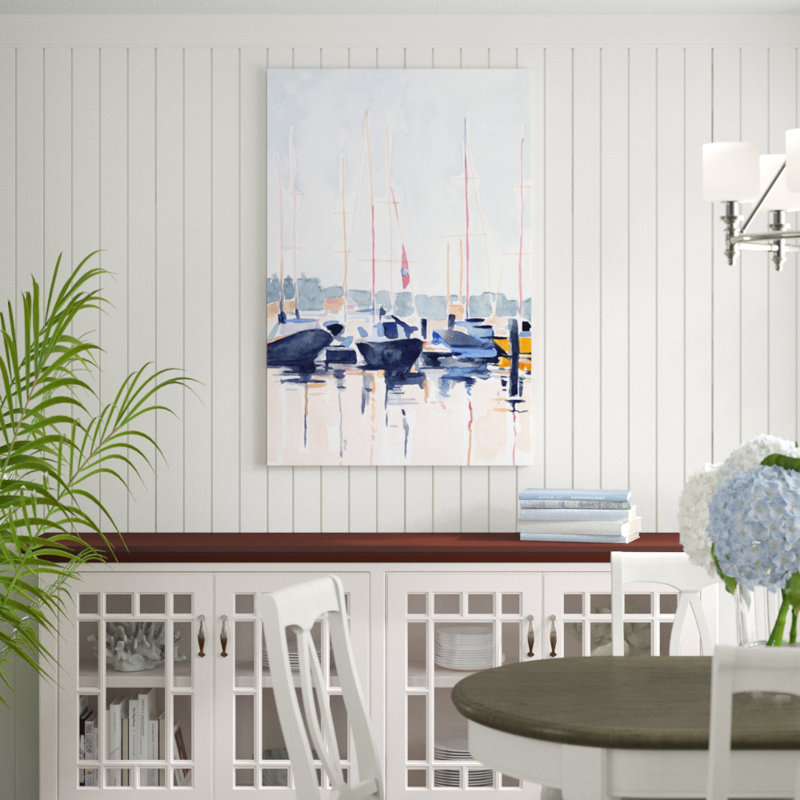 Boat Club II by Emma Scarvey - Painting Print, 122cm H x 81cm W, Black Floater Framed