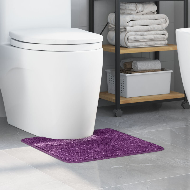 Small Non-Slip Bath Mat Rectangular Modern, Purple