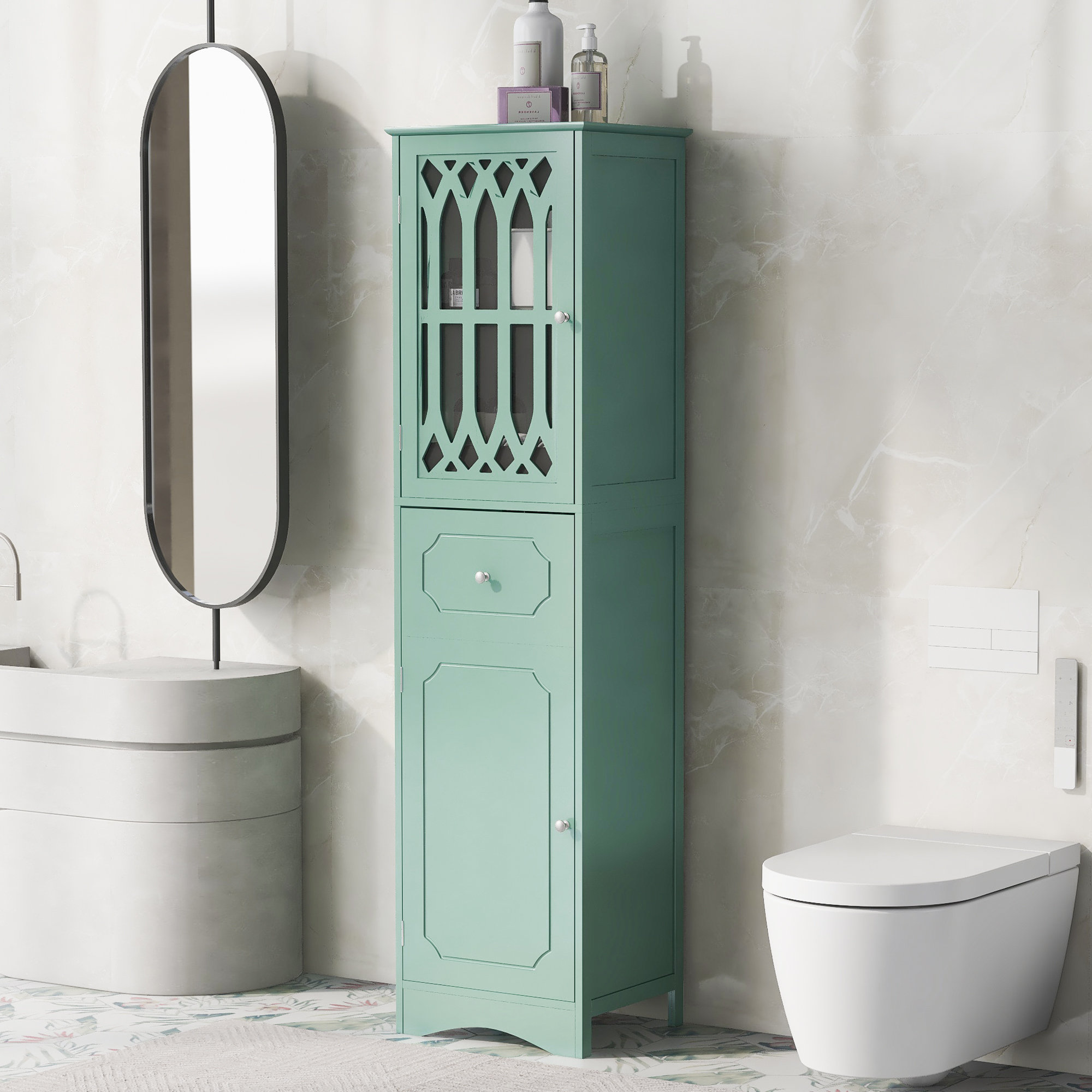 Ebern Designs Calianna Linen Tower Bathroom Cabinet & Reviews