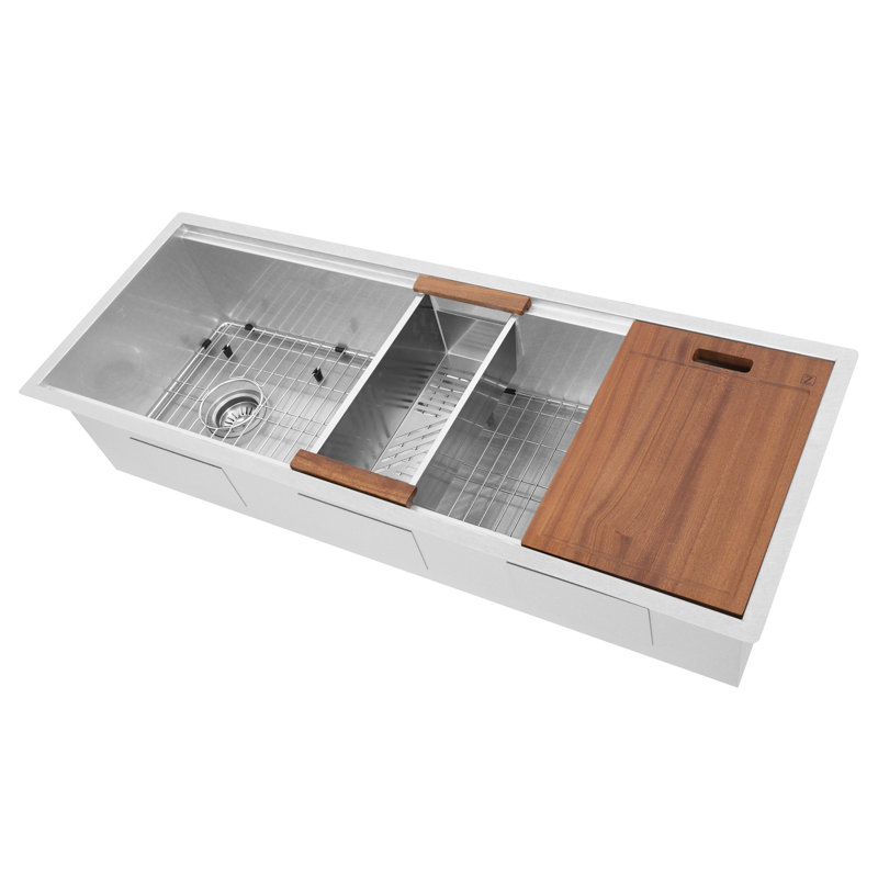 ZLINE 45 in. Garmisch Undermount Single Bowl Satin Stainless Steel Kitchen Sink with Bottom Grid and Accessories (SLS-45S)