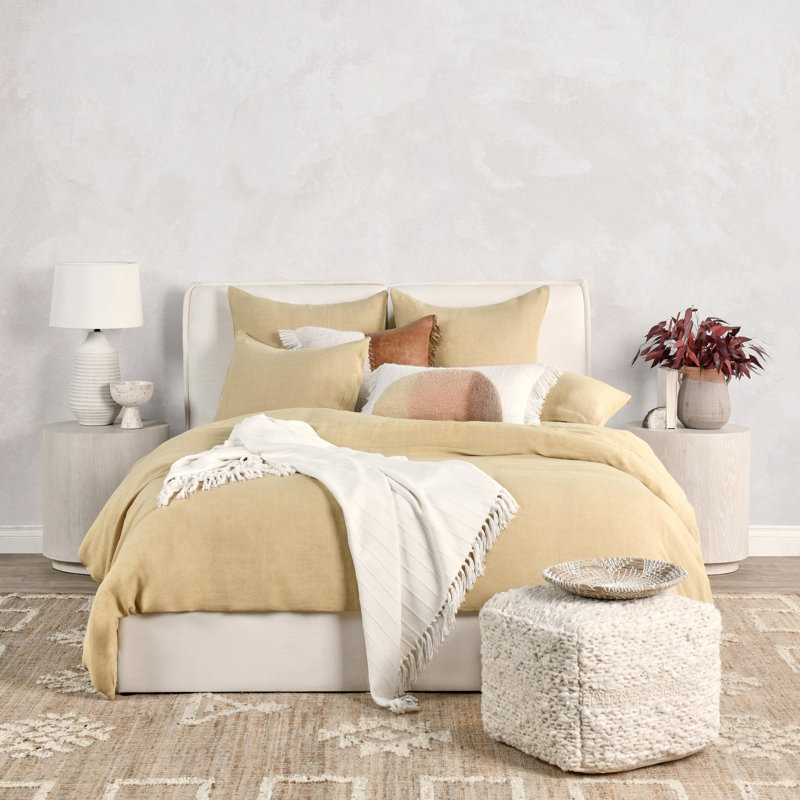 Paloma Hemp Fabric King Duvet, King Duvet Cover, Amber