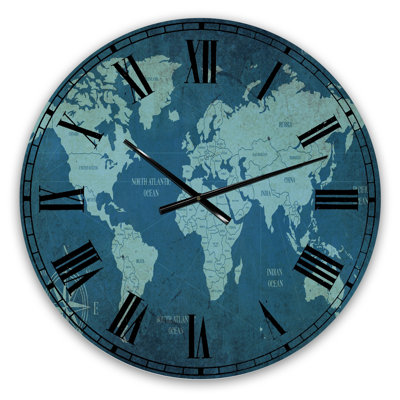 Slate World Map II Wall Clock