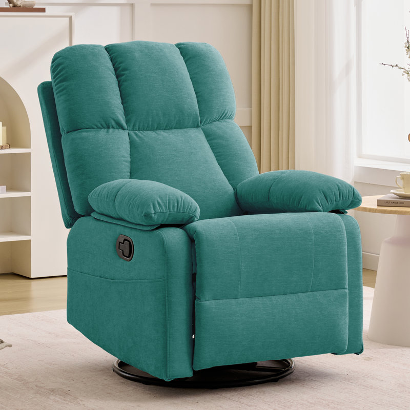 Fauteuil inclinable GEEYOO, fauteuil pivotant à 360° pour salon, petit fauteuil inclinable manuel pour petits espaces, Vert