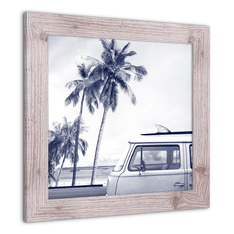 Coastal Beach Van, reproduction encadrée, Blanc