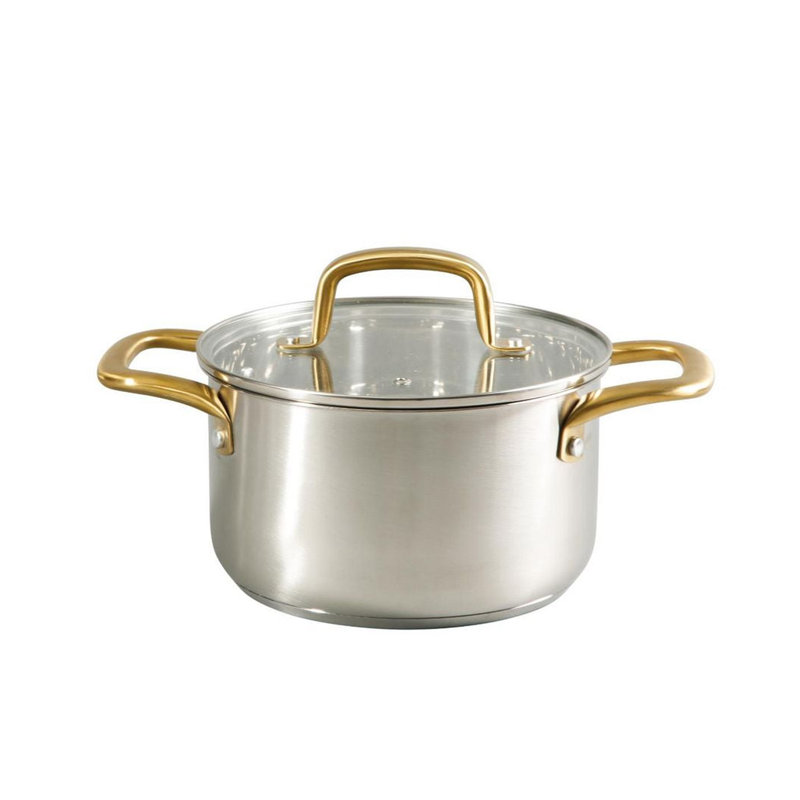 Oster Davinelle 12 Piece Stainless Steel Cookware Set in Silver with Gold Handle