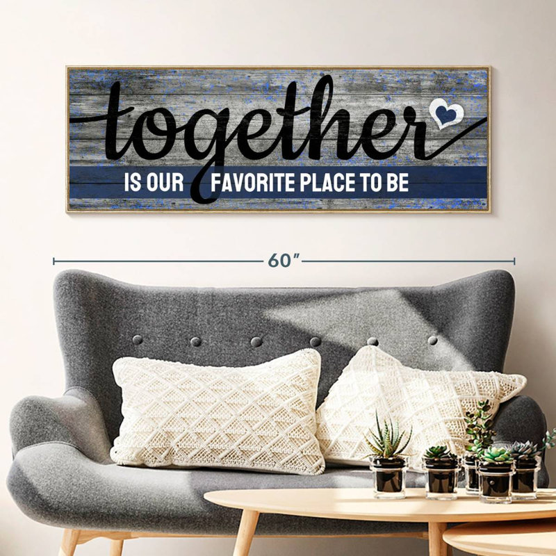 Plaque murale "Together", Cadre flottant en bois naturel, 49 po x 17 po