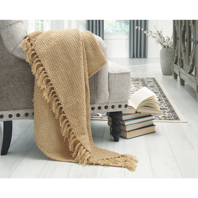 Wilber Hand Woven Throw Blanket, Almond