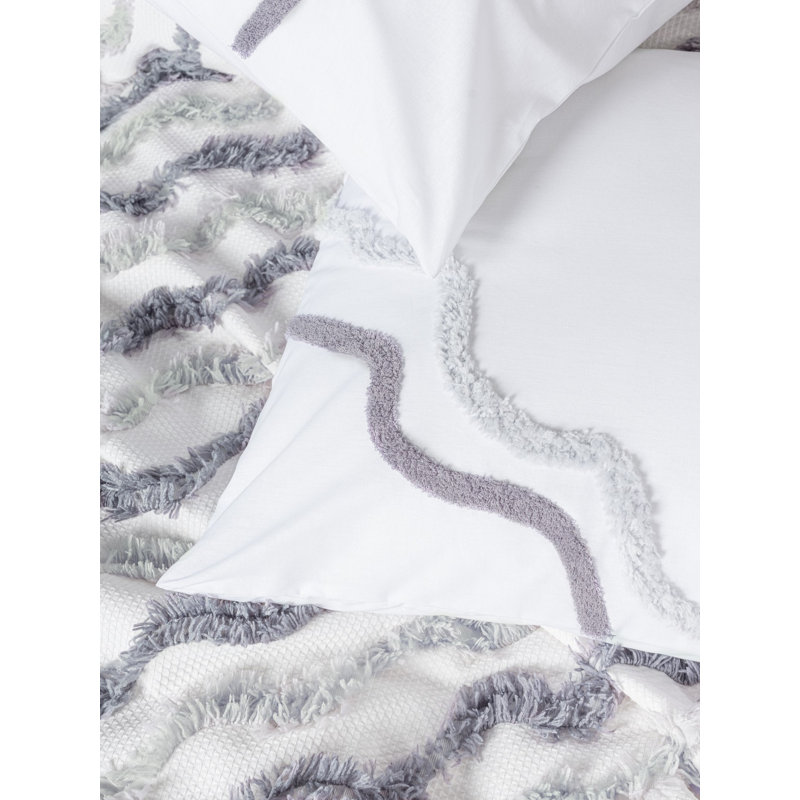 Pique Bedding Set, Grey, 90.6 x 98.4 in | 100% Polyester with 145 Thread Count | Includes Flat Sheet (94.5 x 102.4 in) & 2 Pillowcases (19.7 x 27.6 in) | Machine Washable, Soft & Durable Design