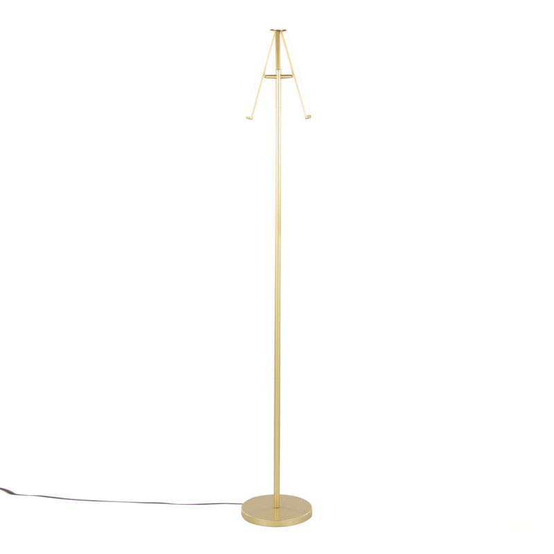 Icicle 65 Inch Modern Swivel Floor Lamp With Dimmable LED And Gold Metal Base,  For Contemporary Living Spaces, Gold