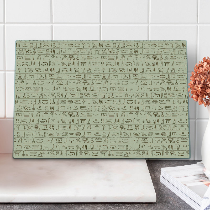 Ambesonne Egyptian Cutting Board Large Size Dated Hieroglyphics Tan Brown