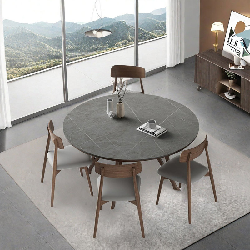 Simple solid wood round dining table sets, 29.5"H x 47.2"L x 47.2"W
