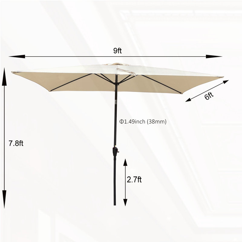 Parasol d'extérieur imperméable 6 x 9 pi, Tanné
