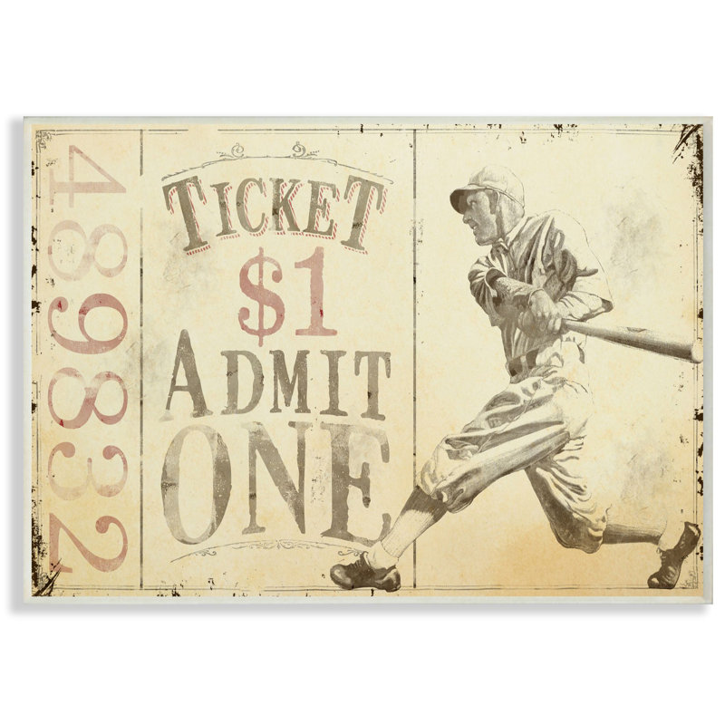 Rousseau admet un joueur de baseball, H 13 po x l 19 po x P 0,5 po, Plaque murale