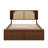 Queen Size Rattan Bed Frame With Trundle And Two Drawers, Rustic Bed Frame With 4 Storage Compartments In Headborad For Adults