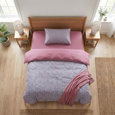 Penny Dusty Rose Ditsy Floral Cotton Duvet Cover Set