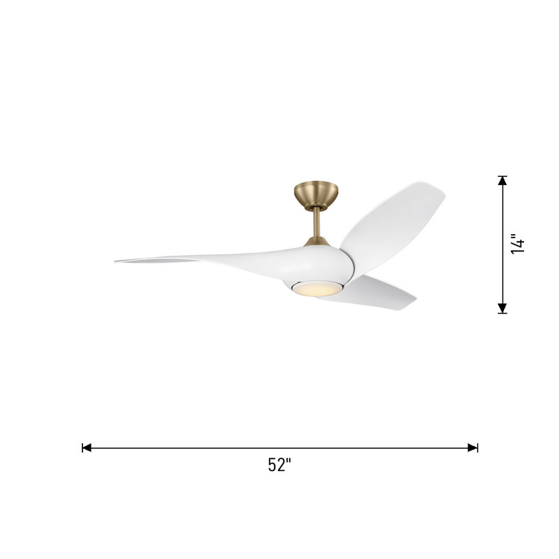 Visual Comfort Fan Topan Smart 52 LED Indoor Ceiling Fan with Threaded Downrod, Matte White ABS blades and Handheld Remote