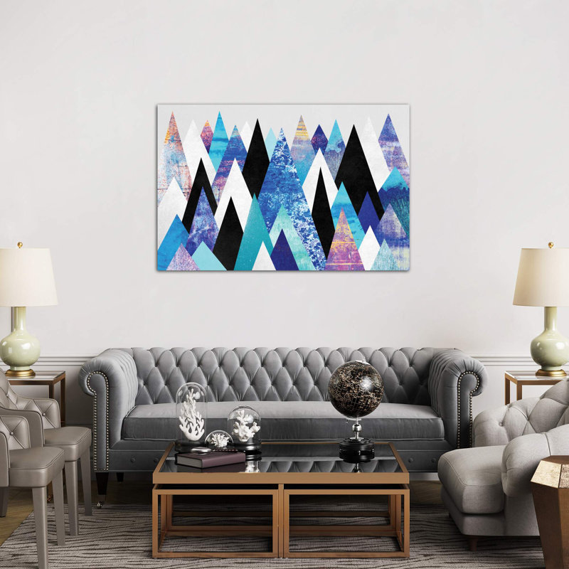 Peaks by Elisabeth Fredriksson - Print on Canvas, 152.5 cm H x 101.5 cm W, White Framed
