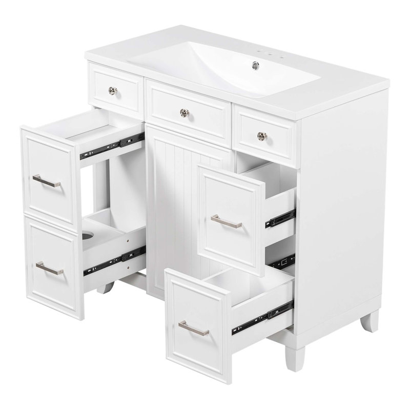 Meuble-lavabo sur pied simple 18 po avec plateau en résine Sravya