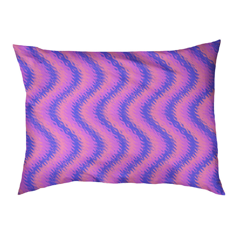Oreiller pour chien à rayures ondulées pastel Campion, Très grand (l 52 po x P 42 po x H 17 po), Rose, bleu et mauve