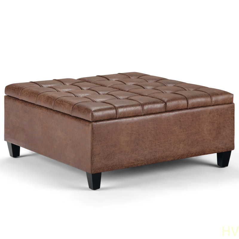Harrison -  Table Storage Ottoman - Distressed, Brown