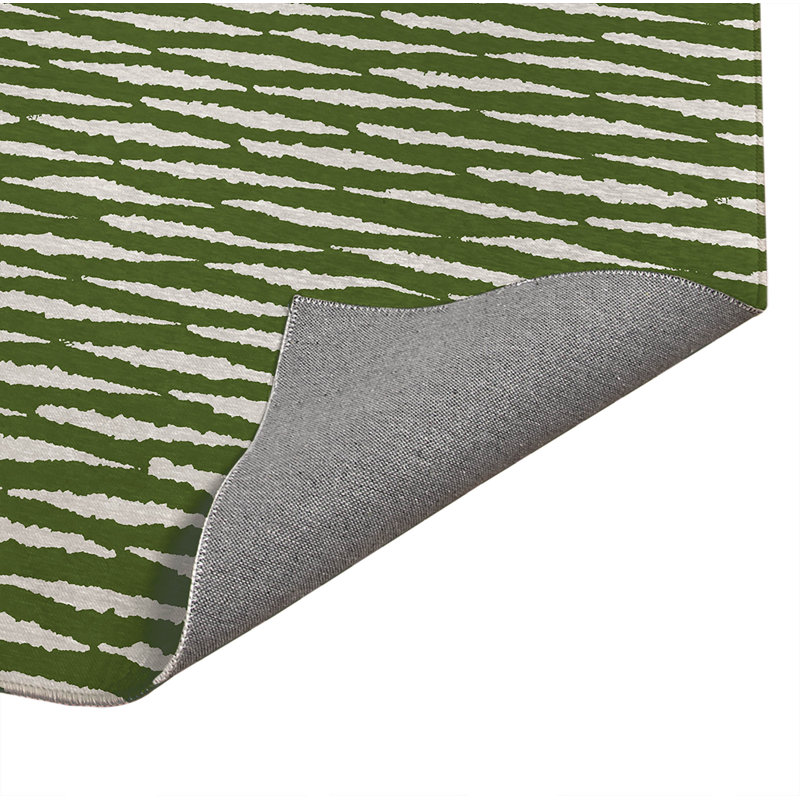 Tapis de cuisine Scar Play, Rectangulaire 3 pi x 5 pi, Vert olive rayé