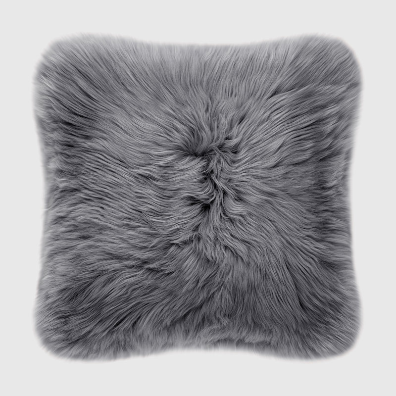 Fieldman Leather Reversible Throw Pillow, Charcoal Gray
