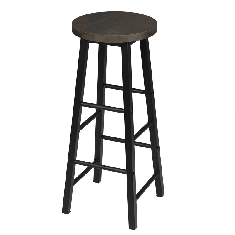 Haydenville Upholstered Counter Stool with Metal Frame, Black/Rust, Black