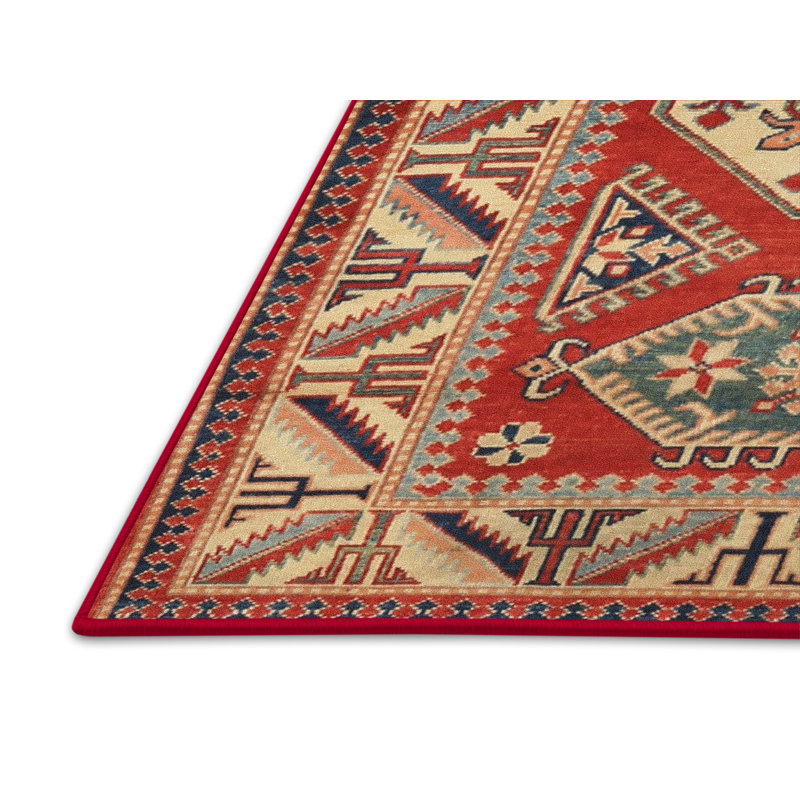 Tapis traditionnel rouge / ivoire, Rectangulaire 8 pi x 12 pi