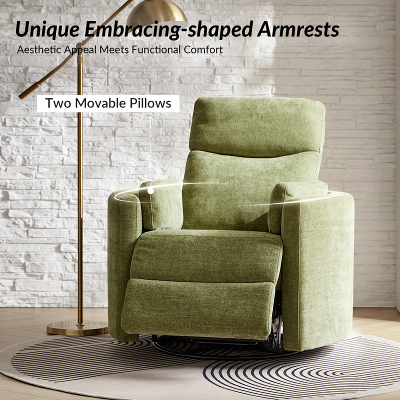 Anneisha Contemporary Swivel Rocker Power Recliner With Moveable Pillows